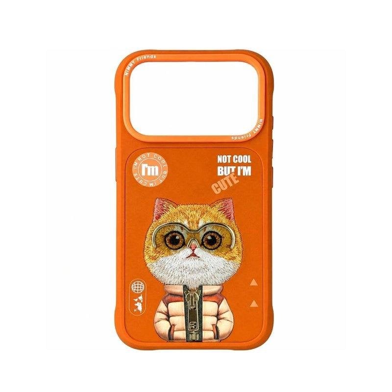 Funda para móvil Nimmy 3D Bordada Naranja Dorado Cool & Cute para iPhone 17 Pro Max