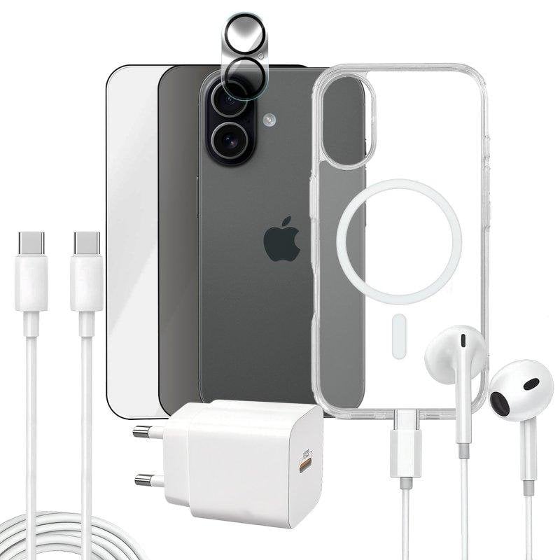 Funda para móvil Apokin Magnética Transparente con accesorios completos para iPhone 16