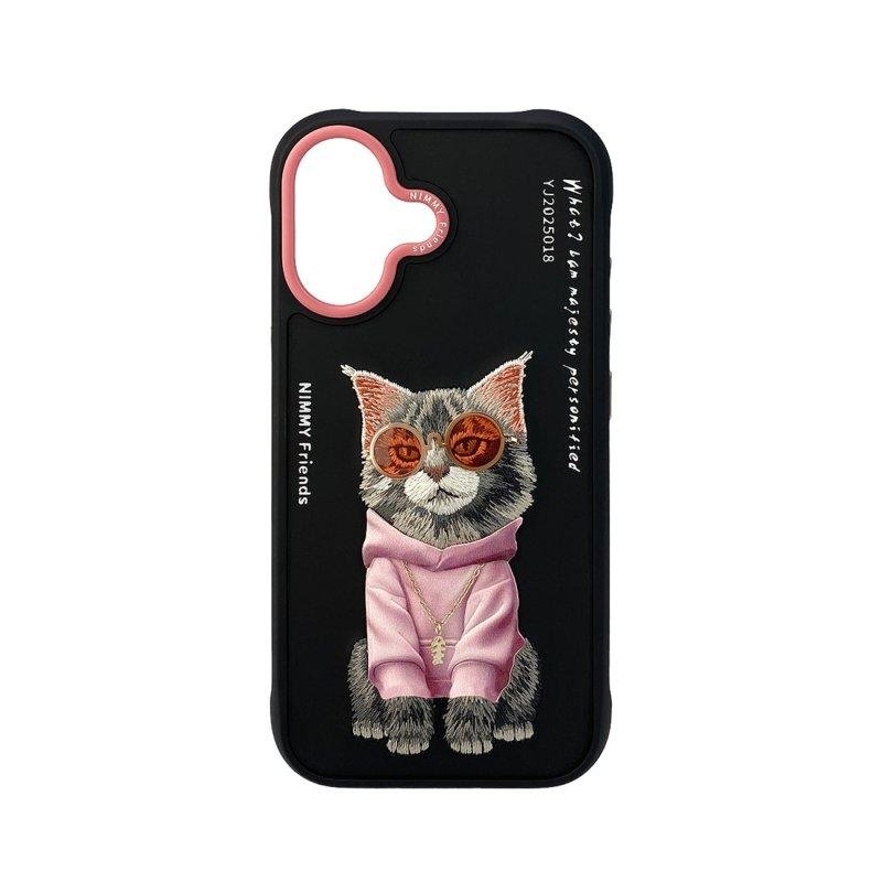Funda para móvil Nimmy Serie Maine Glasses Bordado 3D Negro para iPhone 16