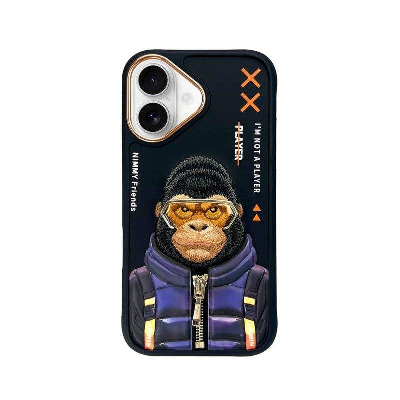 Funda para móvil Nimmy 3D Bordada Diseño Gorilla Ajuste para iPhone 16