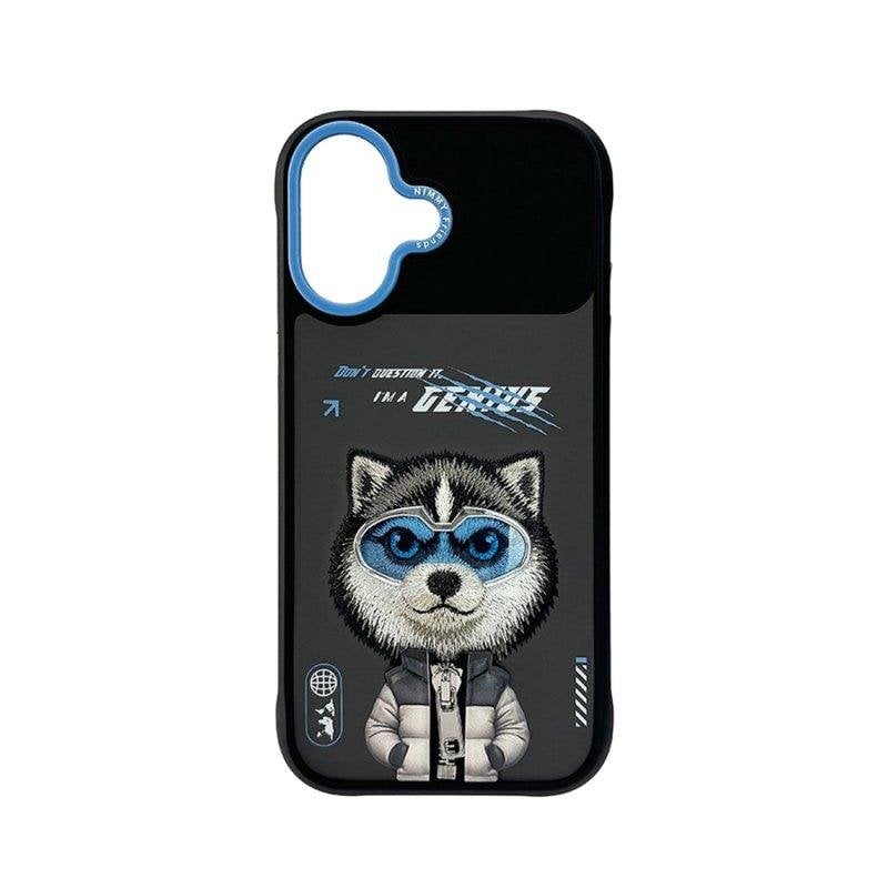 Funda para móvil Nimmy 3D Bordada Diseño Husky Ajuste Preciso para iPhone 16