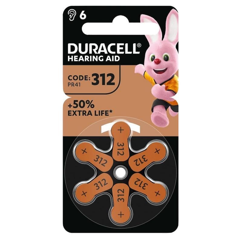 Pila Duracell ZA312 Zinc-Aire 1,45 V 6 unidades para audífonos