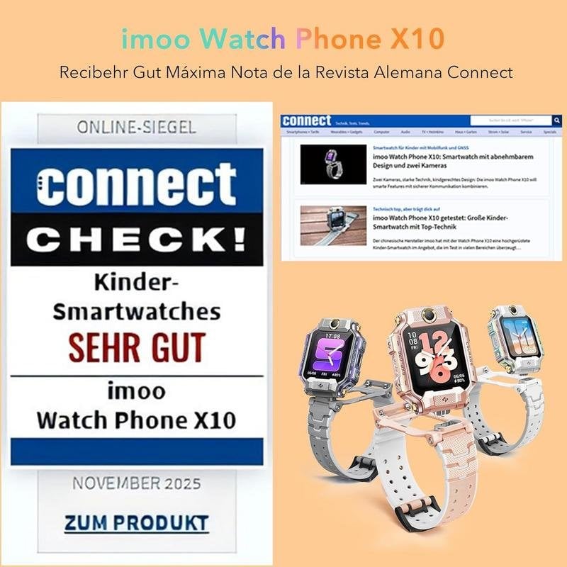 Montre Connectée Enfant 4G GPS imoo X10 Appel Vidéo Téléphone Appareil Photo Santé et Sport IP68 Étanche Cadeau Fille