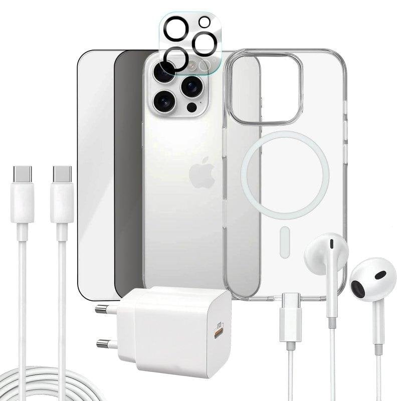 Funda para móvil Apokin Magnética Transparente con accesorios para iPhone 16 Pro