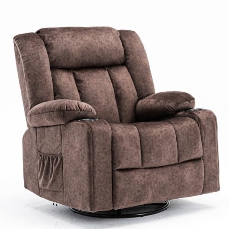 Poltrona Relax Giratória Manual GTPLAYER Encosto e Apoio de Pés Ajustáveis Marrom