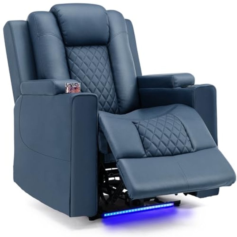 Poltrona relax elétrica GTPLAYER EU-CH7137-BL-AB LED massagem couro sintético