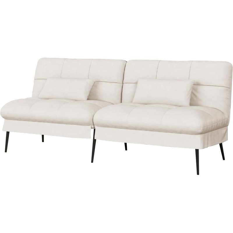 Sofá Cama Con Función De Cama, Funda Futón Plegable, Sofá Cama, Sofá Esquinero, Cama Invitados, Sofá 3 Plazas, Con Respaldo Ajustable En Tela Pana - Beige