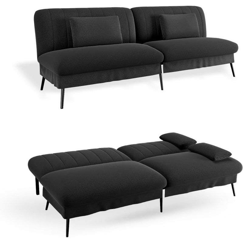 Sofá Cama Plegable Con Función De Cama - Sofá 2 En 1, Sofá Cama Multifuncional Con Gran Superficie De Descanso, Sofá Cama Ahorraespacio Para Salón, Habitación De Invitados Y Home Cinema - Negro