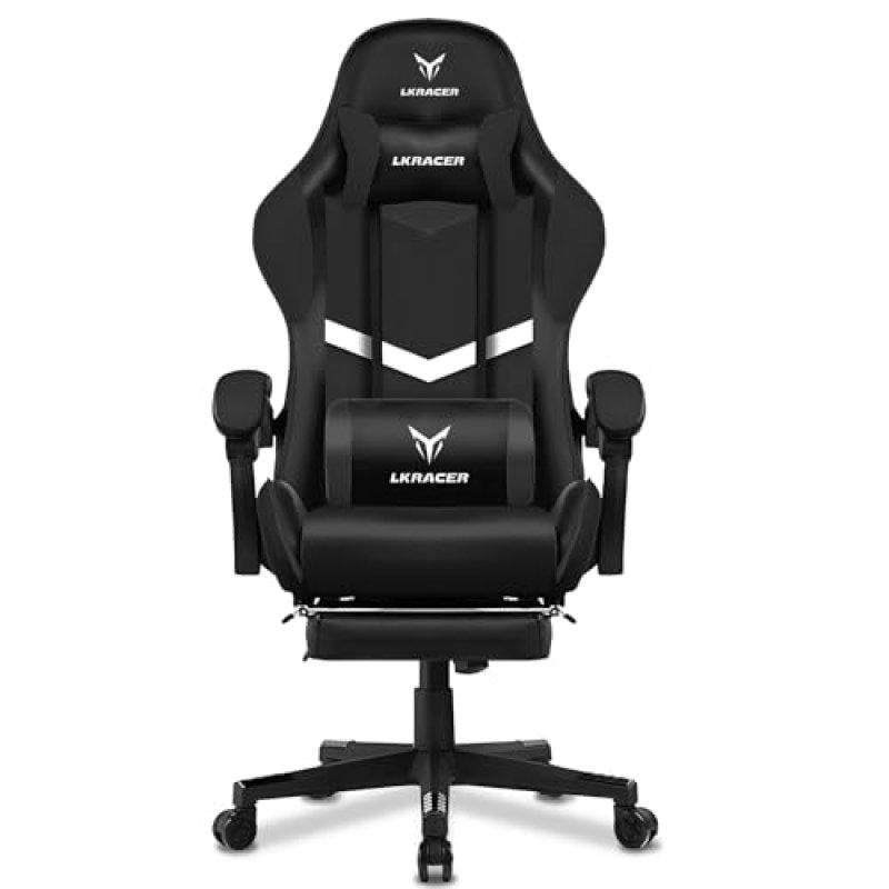 Silla Gaming GTPLAYER Ergonómica con Reposapiés y Soporte Lumbar Negro