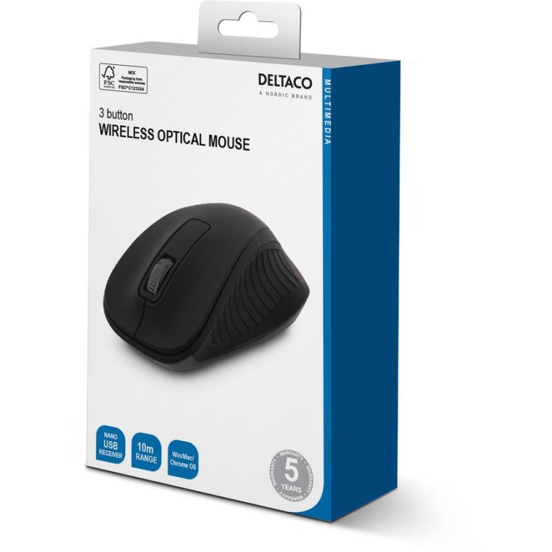 Deltaco MS 710 Bureau Droitier RF sans fil Optique 1200 DPI Neuf - vue 2