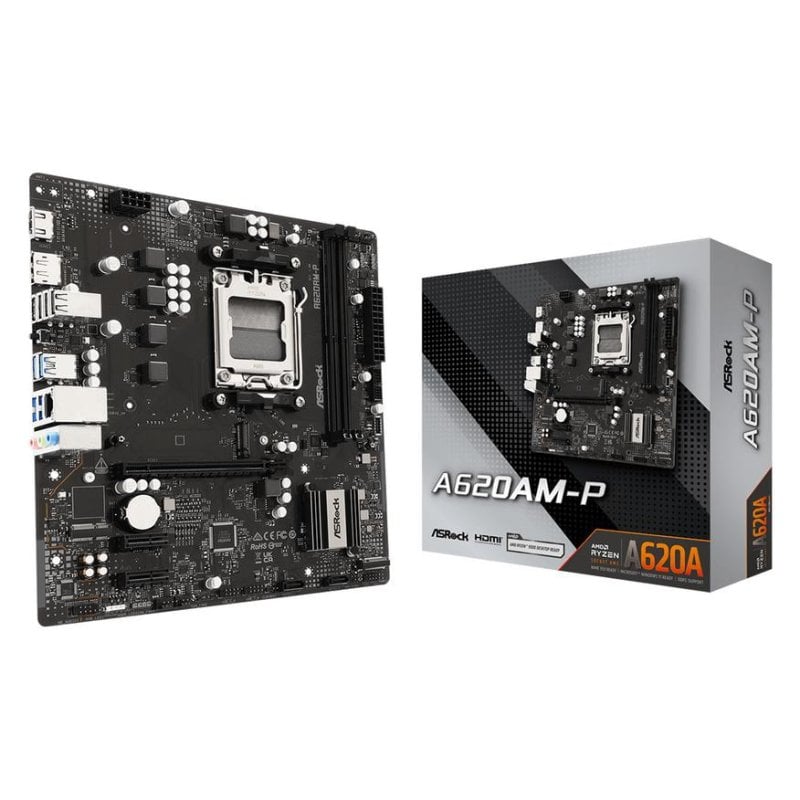 Placa Base Asrock A620AM-P AMD A620A Zócalo AM5 DDR5 Micro ATX Sin Wifi
