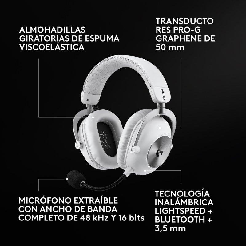 Casque Logitech G PRO X3 LIGHTSPEED sans fil Bluetooth USB 3,5 mm Gaming Blanc