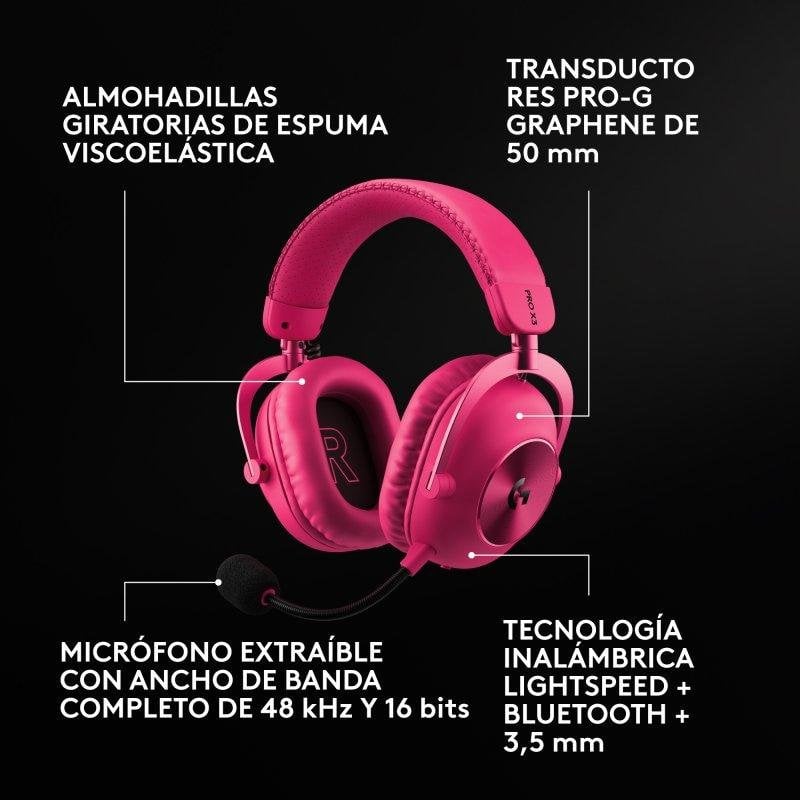 Casque Logitech G PRO X3 LIGHTSPEED sans fil Bluetooth 7.1 Surround Rose