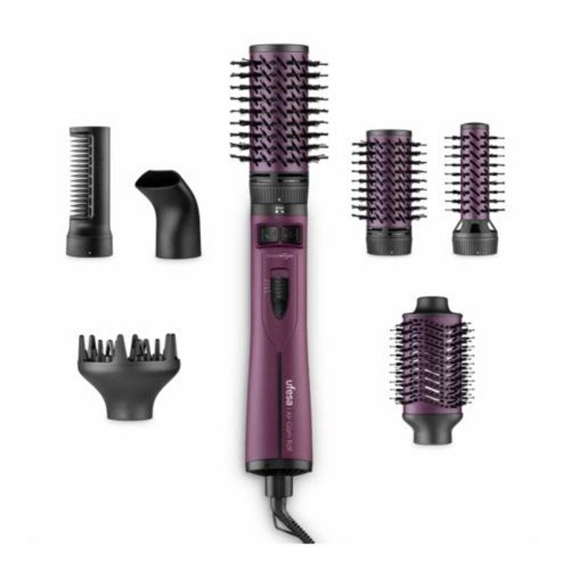 Spazzola Modellante Ufesa GlamSpin 1200W Ceramica 2 Temperature 7 Accessori Viola/Nero