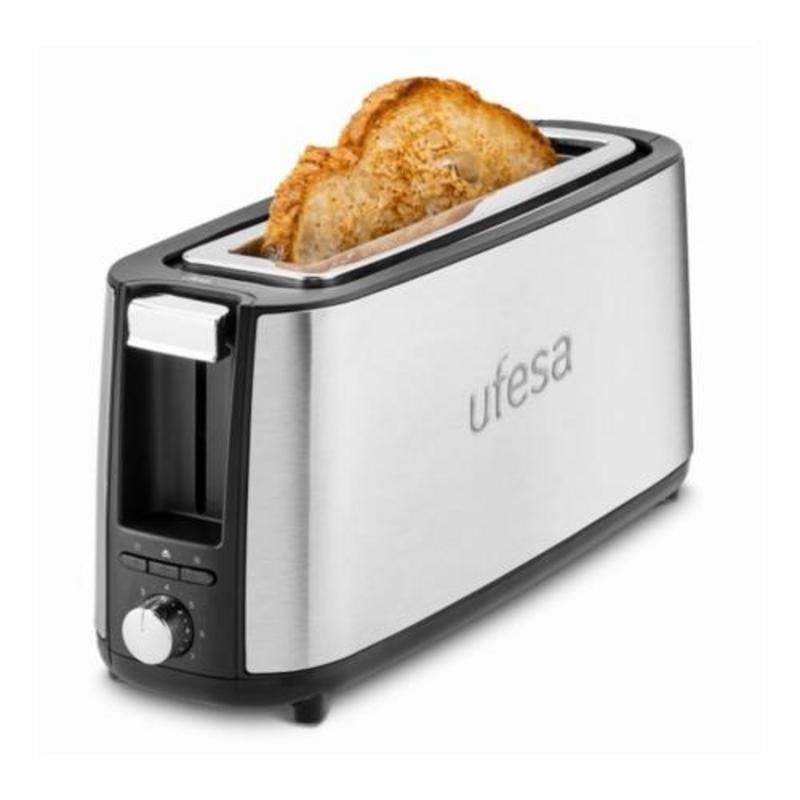 Tostador de ranura larga Ufesa 900W acero inoxidable 7 niveles tostado