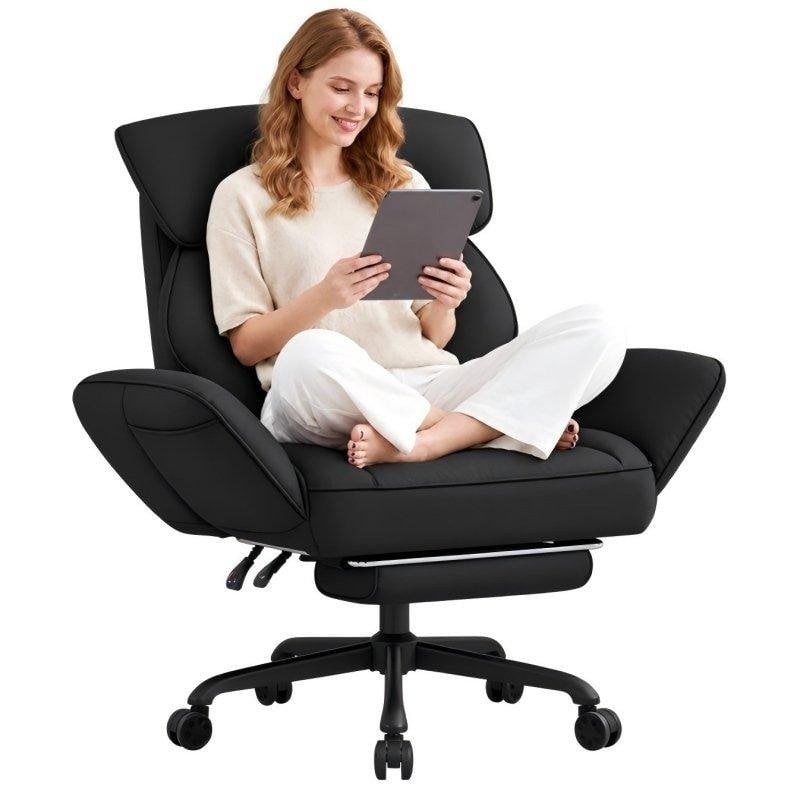 Chaise de bureau Welltin 90°-135° avec accoudoirs pivotants en cuir synthétique
