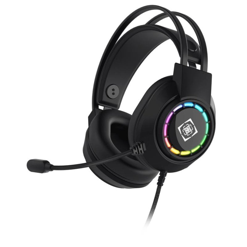 Auriculares Deltaco Gaming GAM-168 con cable USB, iluminación multicolor y micrófono para juego negro
