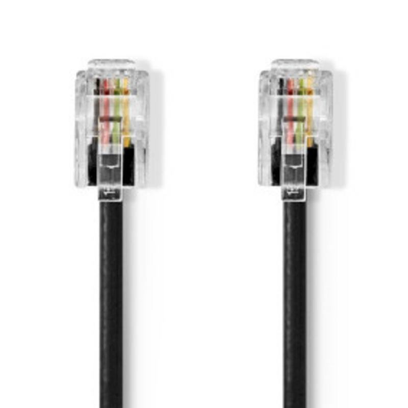 Cable telefónico Nedis RJ-10 macho 2 metros negro