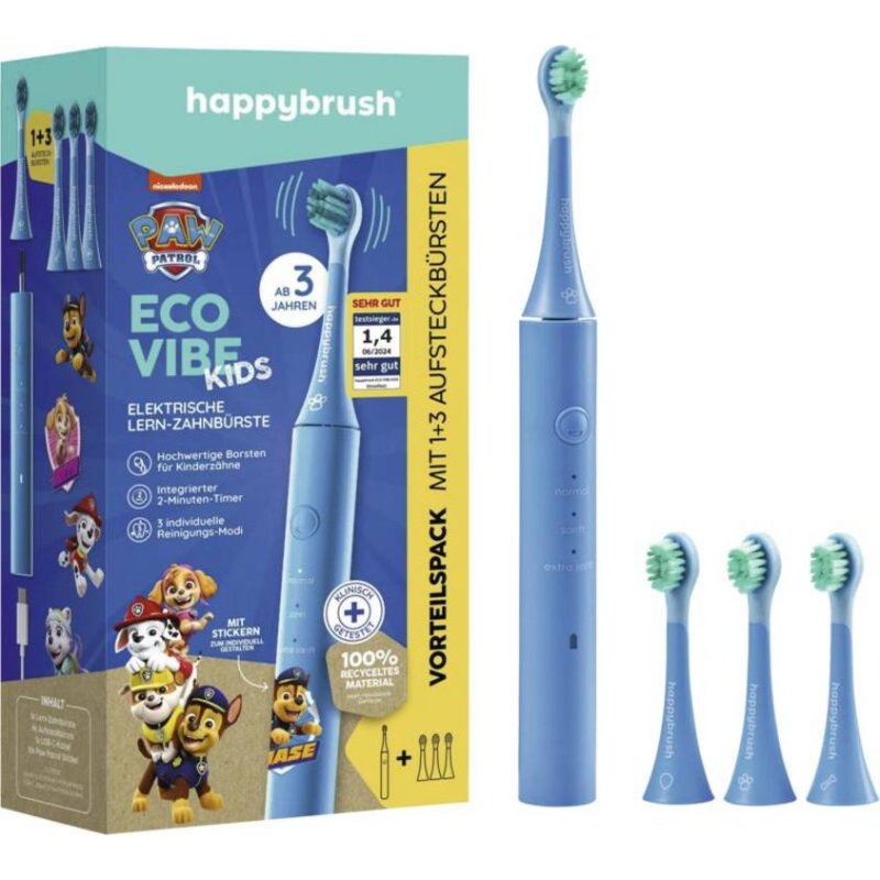 Cepillo de dientes vibratorio happybrush Eco Vibe Kids 3 Modos 4 Cabezales Temporizador