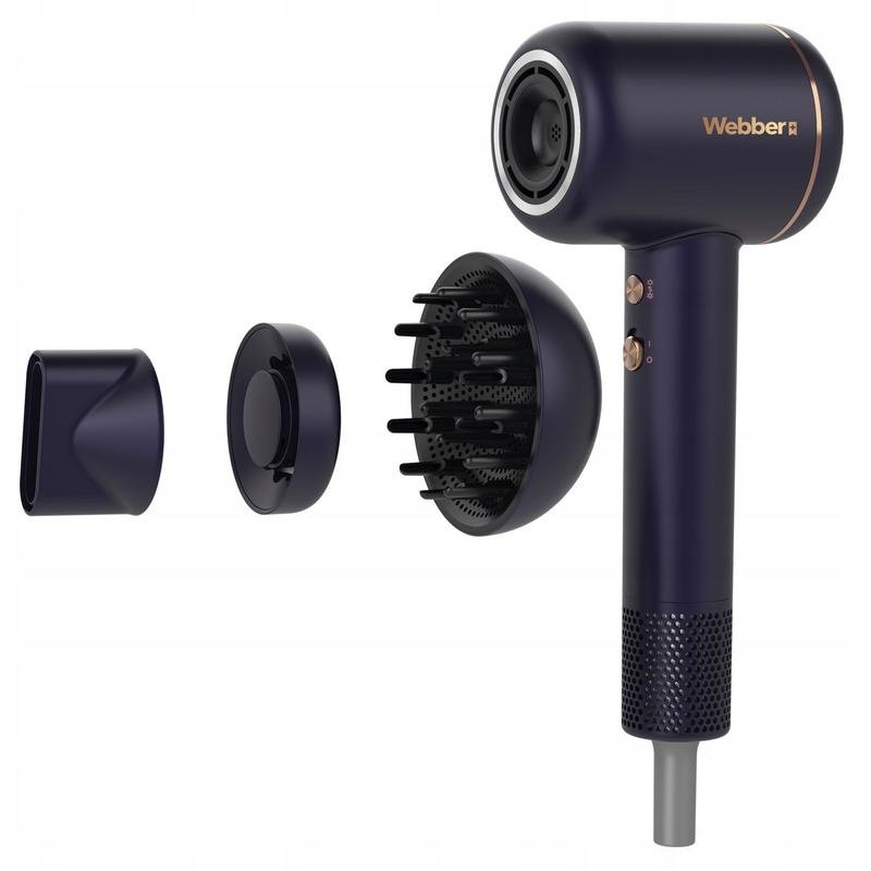Sèche cheveux Ionique WEBBER 05HD 1698 3 Températures 3 Vitesses Diffuseur Concentrateur Or