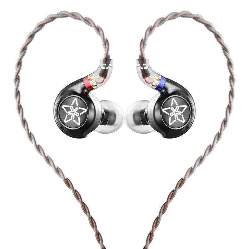 Auriculares Fiio FH11 con cable desmontable 2-pin, sonido híbrido y construcción metálica negra