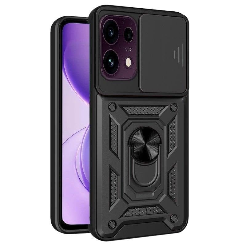 Funda para móvil Cool Hard Ring plástico PC TPU aluminio negro para OPPO Reno16 F 5G y FS 5G