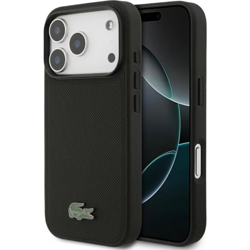 Funda para móvil Lacoste Backcover PC TPU Preto com logo metálico para iPhone 17 Pro