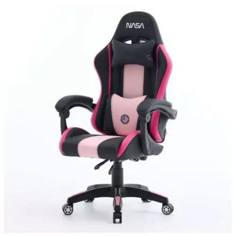 Chaise de bureau NASA Noir/Rose avec tete et accoudoirs reglables