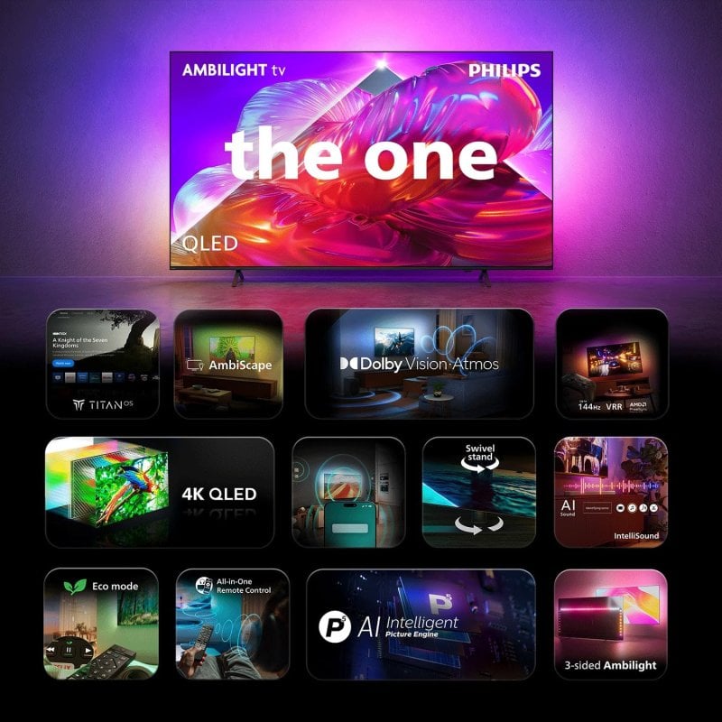 TV Philips QLED 65PQS9011 65 4K UltraHD 120Hz Smart TV Titan OS HDR10+ Dolby Vision Ambilight