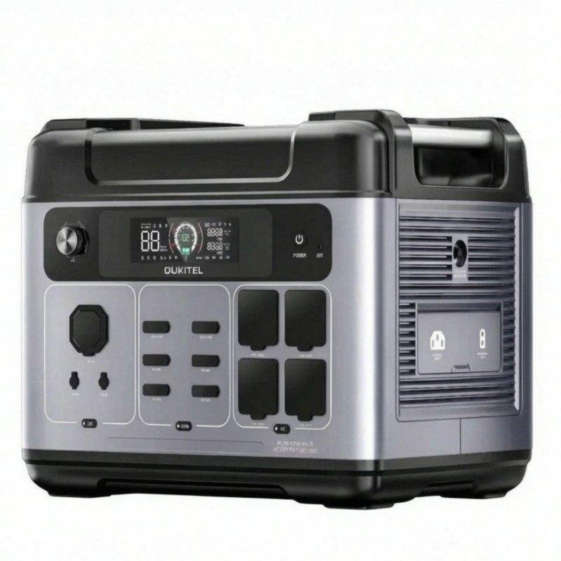 Estación de energía Oukitel P2001 Plus 2048Wh 6 puertos AC, DC y USB Batería LiFePO4 Pantalla LCD Cargador solar