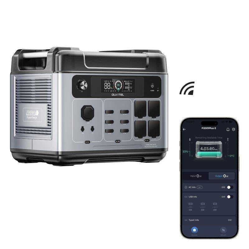 Estación de energía Oukitel P2001 Plus 2048Wh 4 puertos AC y 6 USB Batería LiFePO4 Pantalla LCD Carga rápida