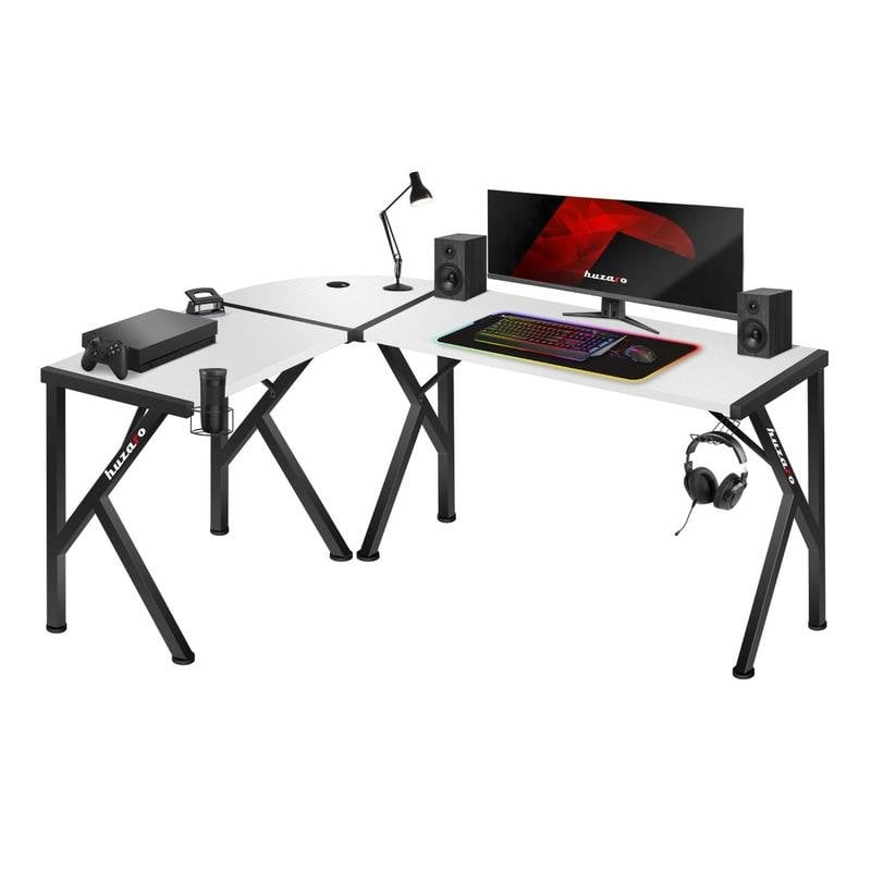 Mesa Gaming Huzaro Hero 154 cm Fibra de carbono Acero inoxidable Blanca