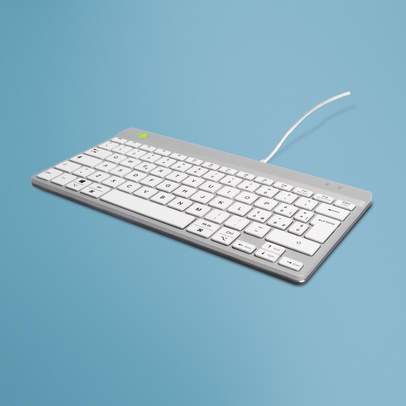 Tastiera R-Go Tools Compact Break ergonomica cablata QWERTY italiano bianca