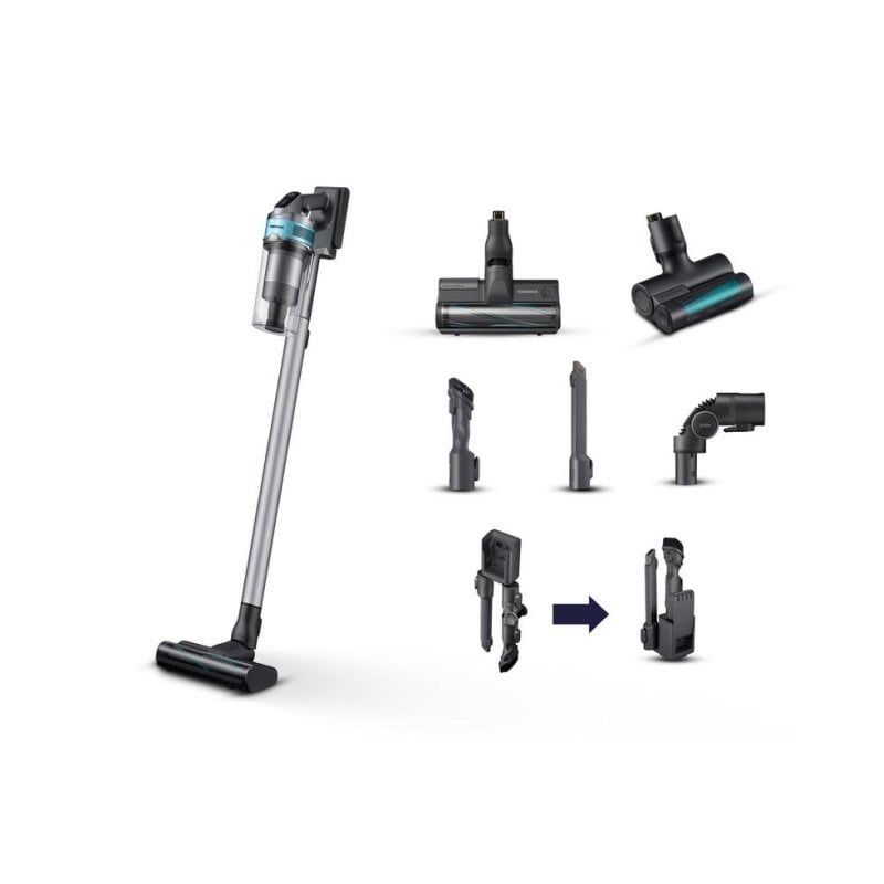 Aspirateur sans Fil Samsung Jet 75 Pet 550W 60 min Brosse Mini Turbo Menthe Argent