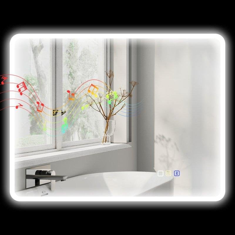 Espejo de baño Homcom con luz LED Bluetooth y antivaho 90x70 cm