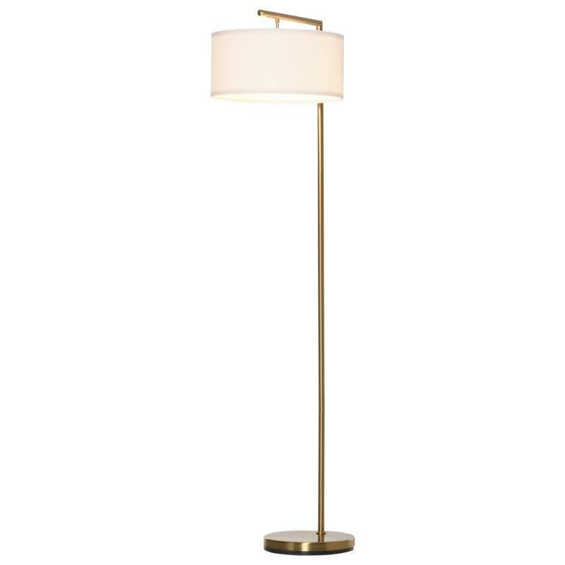 Lámpara de pie Homcom B31-254 metálica dorada con pantalla blanca