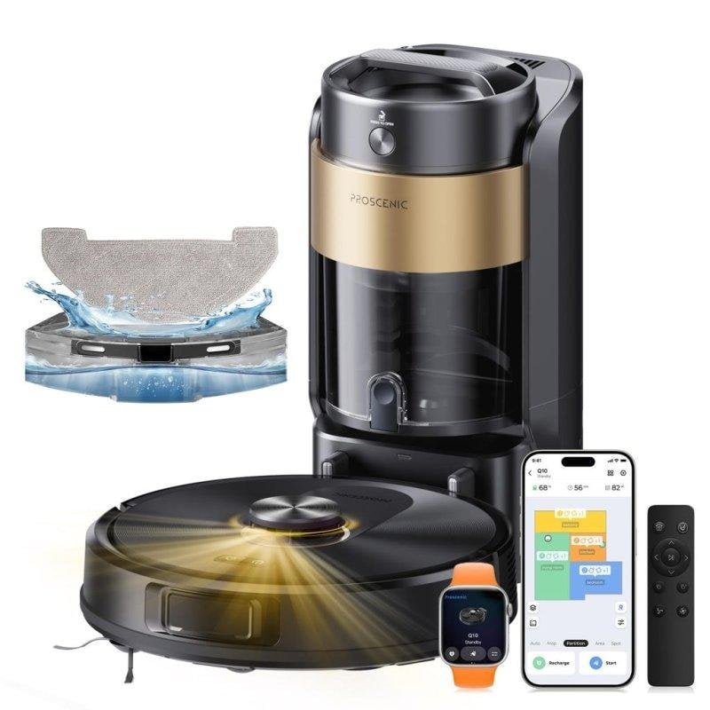 Robot Aspirador Proscenic Q20 con Autovaciado Navegación LiDAR 10.000 Pa Alexa