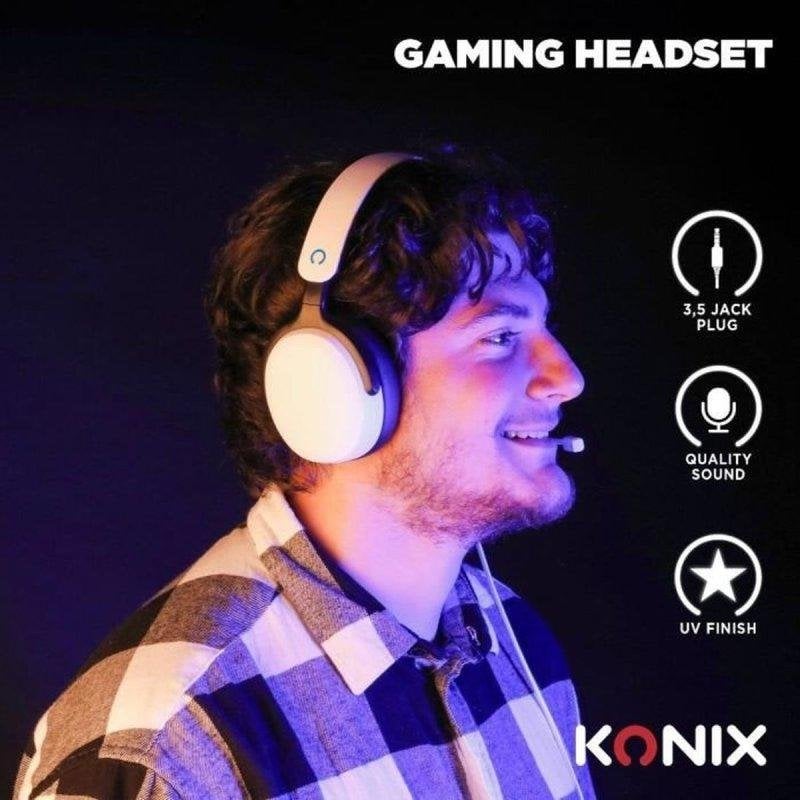 Casque Gaming Konix Nexus avec câble, haut-parleurs 40 mm, micro, noir et blanc