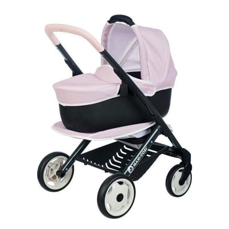 Carrito de muñecas Smoby 3 en 1 con nacelle extraíble compatible Maxi-Cosi rosa
