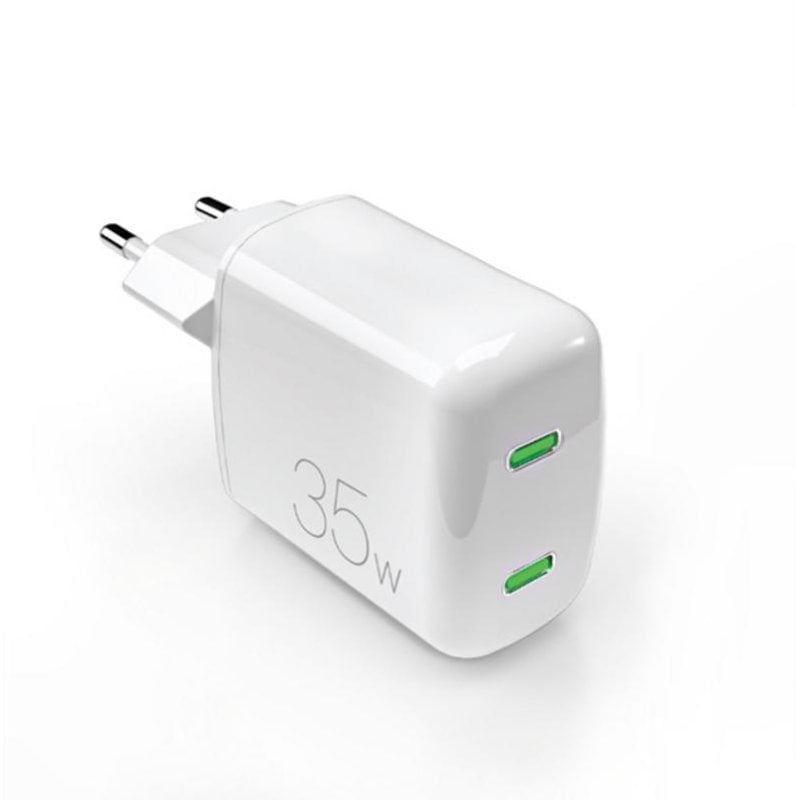 Cargador USB-C PURO 35W 2 Puertos Carga Rápida Blanco
