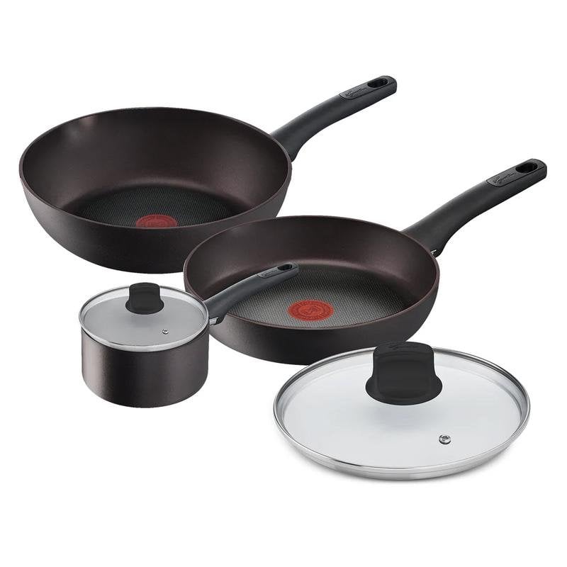 Batería de cocina Lagostina Cucina Eco 5 piezas aluminio negro titanio