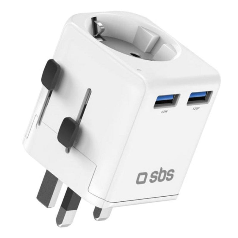 Adaptador universal SBS TEADAPTEUNND Tipo C y E/F 2500W con 2 puertos USB