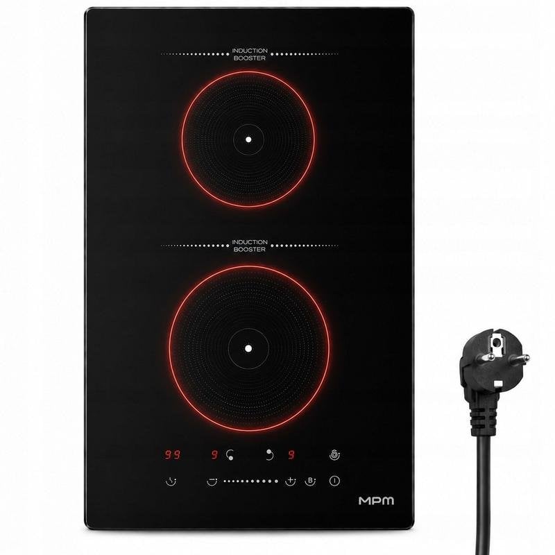 Placa de inducción MPM 30 cm con 2 zonas de cocción y booster