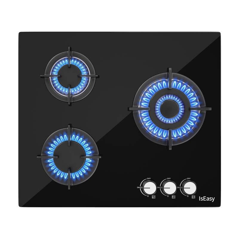 Placa de cocina de gas IsEasy MGBG-603 vidrio templado 3 quemadores