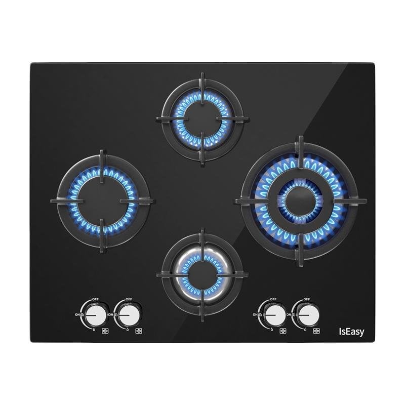 Placa de cocina a gas IsEasy MGBG-654A 4 quemadores vidrio templado