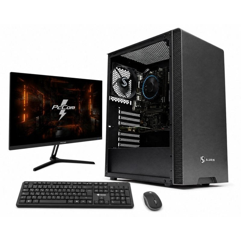 PC de bureau PcCom Work Intel Core i5-12400 16GB 500GB SSD UHD 730 Windows 11 Home Moniteur 24 Teclado FR Souris