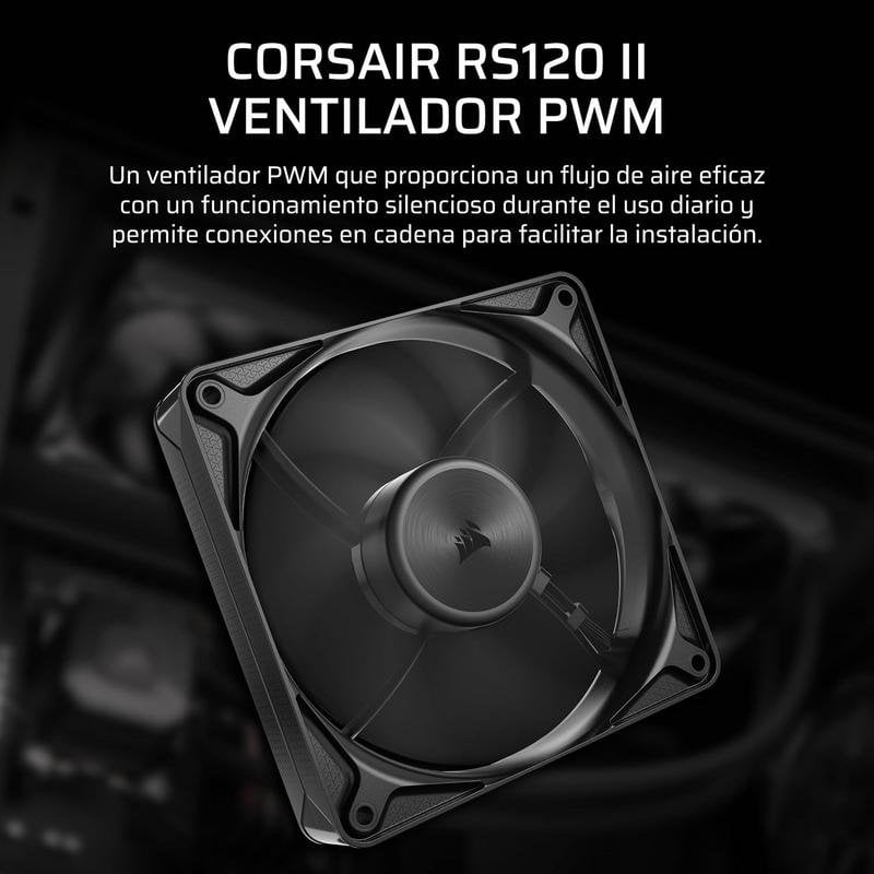 Ventilateur supplémentaire Corsair RS120 II 120mm PWM avec mode Zero RPM et roulements magnétiques