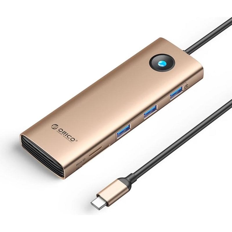 Docking station Orico PW11 USB-C 9 en 1 rosa carga 100W HDMI VGA RJ45