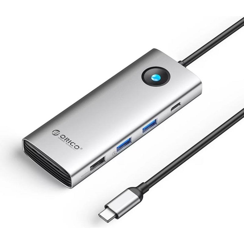 Docking Station Orico PW11 8 Puertos USB-C HDMI 2.0 VGA Gigabit Ethernet Plata