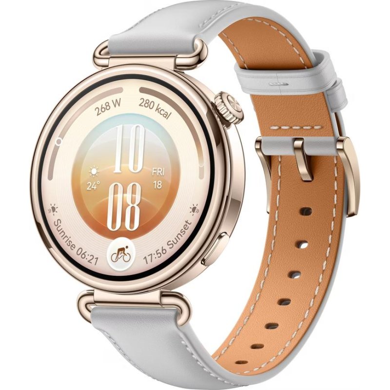 Montre connectée Huawei Watch GT 7 41 mm Bluetooth acier inoxydable doré avec bracelet en cuir composite